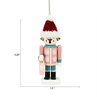 Holiday Time Jingle Mingle Reindeer Nutcracker Christmas Ornament , Pink