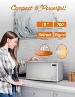 Commercial Chef 0.7 Cu Ft Microwave with 10 Power Levels, 700W Microwave with Digital Display, Countertop Microwave