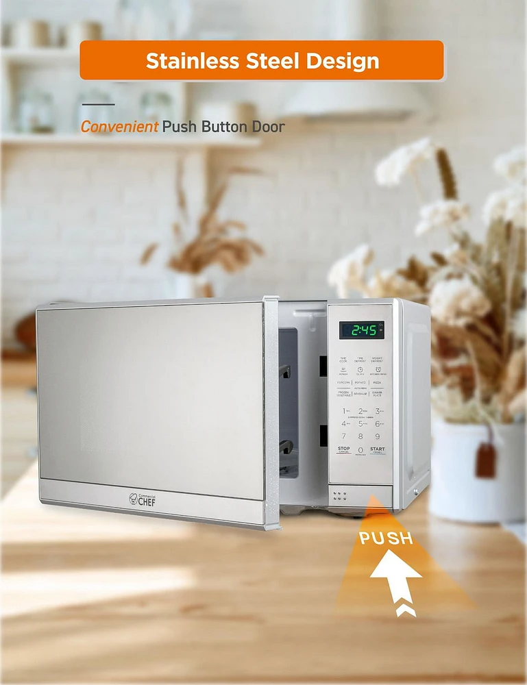 Commercial Chef 0.7 Cu Ft Microwave with 10 Power Levels, 700W Microwave with Digital Display, Countertop Microwave