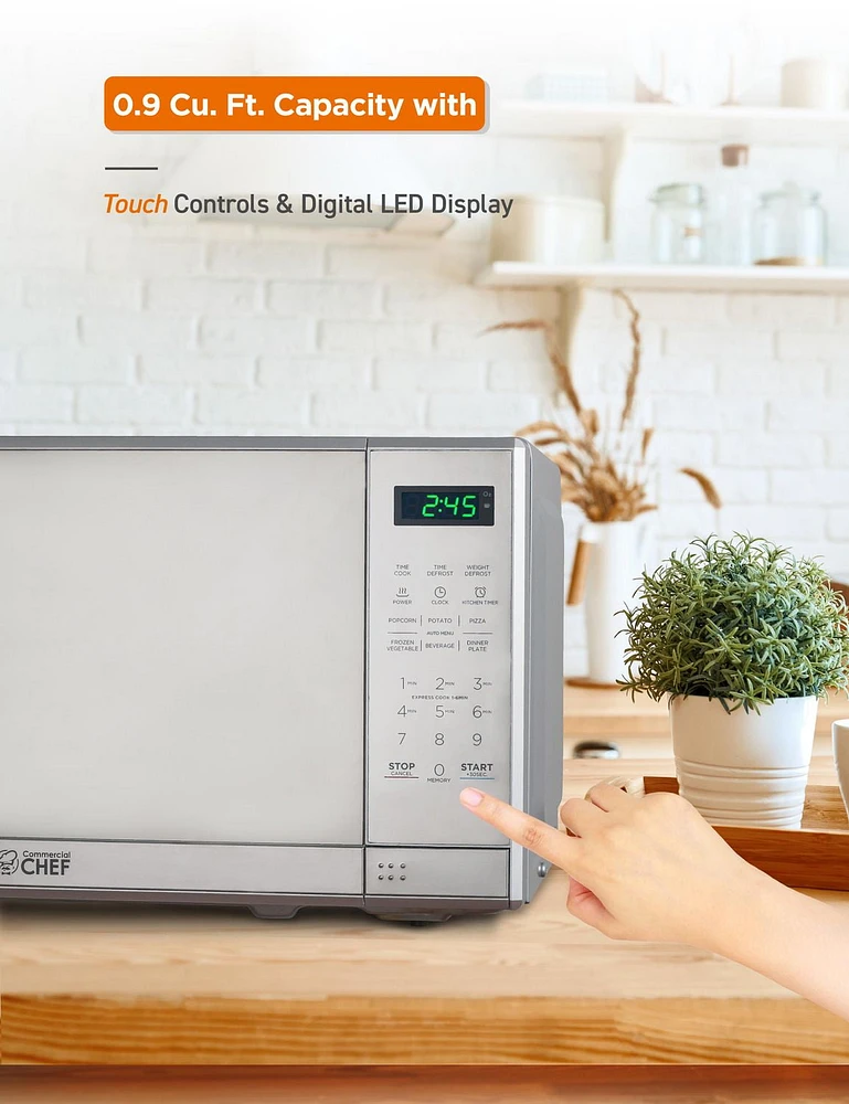 Commercial Chef 0.7 Cu Ft Microwave with 10 Power Levels, 700W Microwave with Digital Display, Countertop Microwave