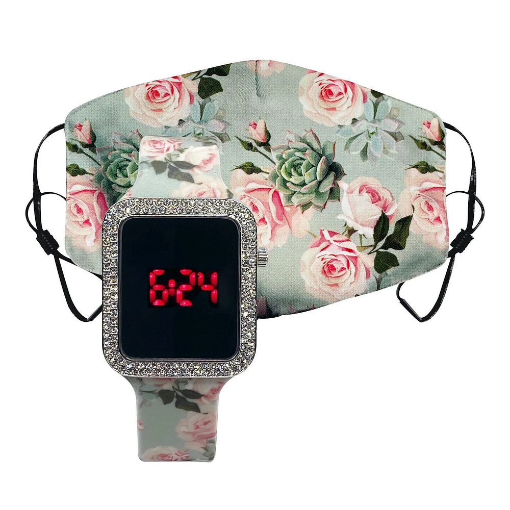 Montre temperature a del avec masque assorti
