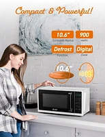 Commercila Chef 0.9 Cubic Foot Microwave with 10 Power Levels, Small Microwave with Grip Handle, 900W Countertop Microwave