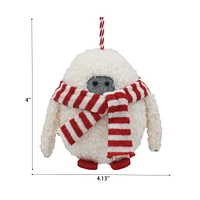 Holiday Time Winter Chalet Yeti with Red Scarf Ornament, White, Measures 4" in height