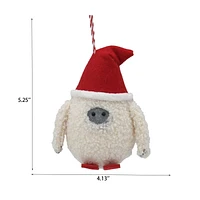 Holiday Time Winter Chalet Yeti with Red Hat Ornament, White