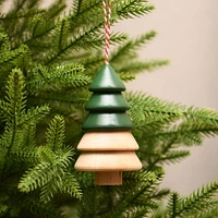 Holiday Time Winter Chalet Wooden Christmas Tree Ornament, Green, Measures 5" in height