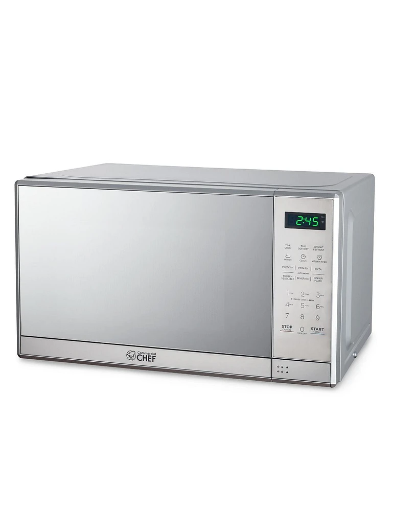 Commercial Chef 0.7 Cu Ft Microwave with 10 Power Levels, 700W Microwave with Digital Display, Countertop Microwave