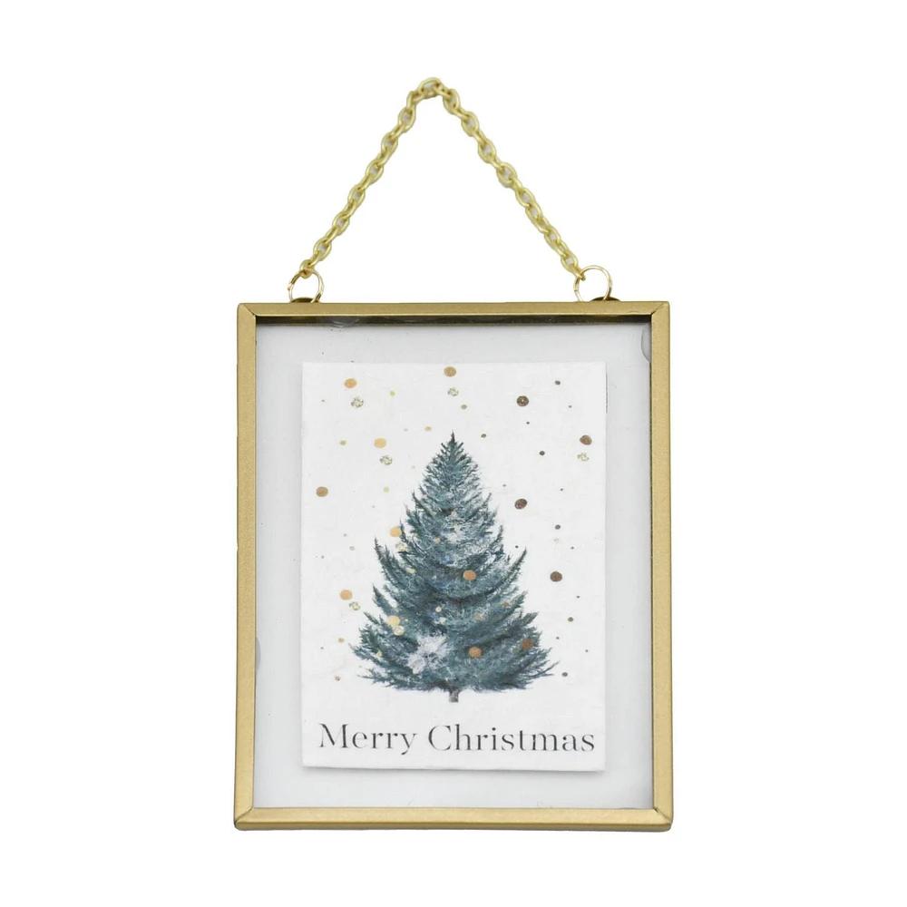 Holiday Time Frosted Elegance Christmas Tree Frame Ornament, Gold