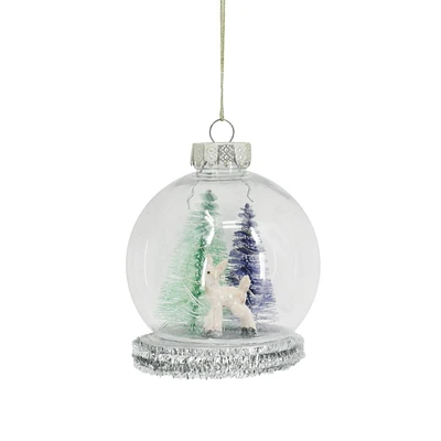 Holiday Time Jingle Mingle Light-up Snow Globe with Reindeer Christmas Ornament, Pink