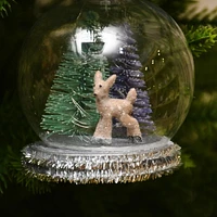 Holiday Time Jingle Mingle Light-up Snow Globe with Reindeer Christmas Ornament, Pink