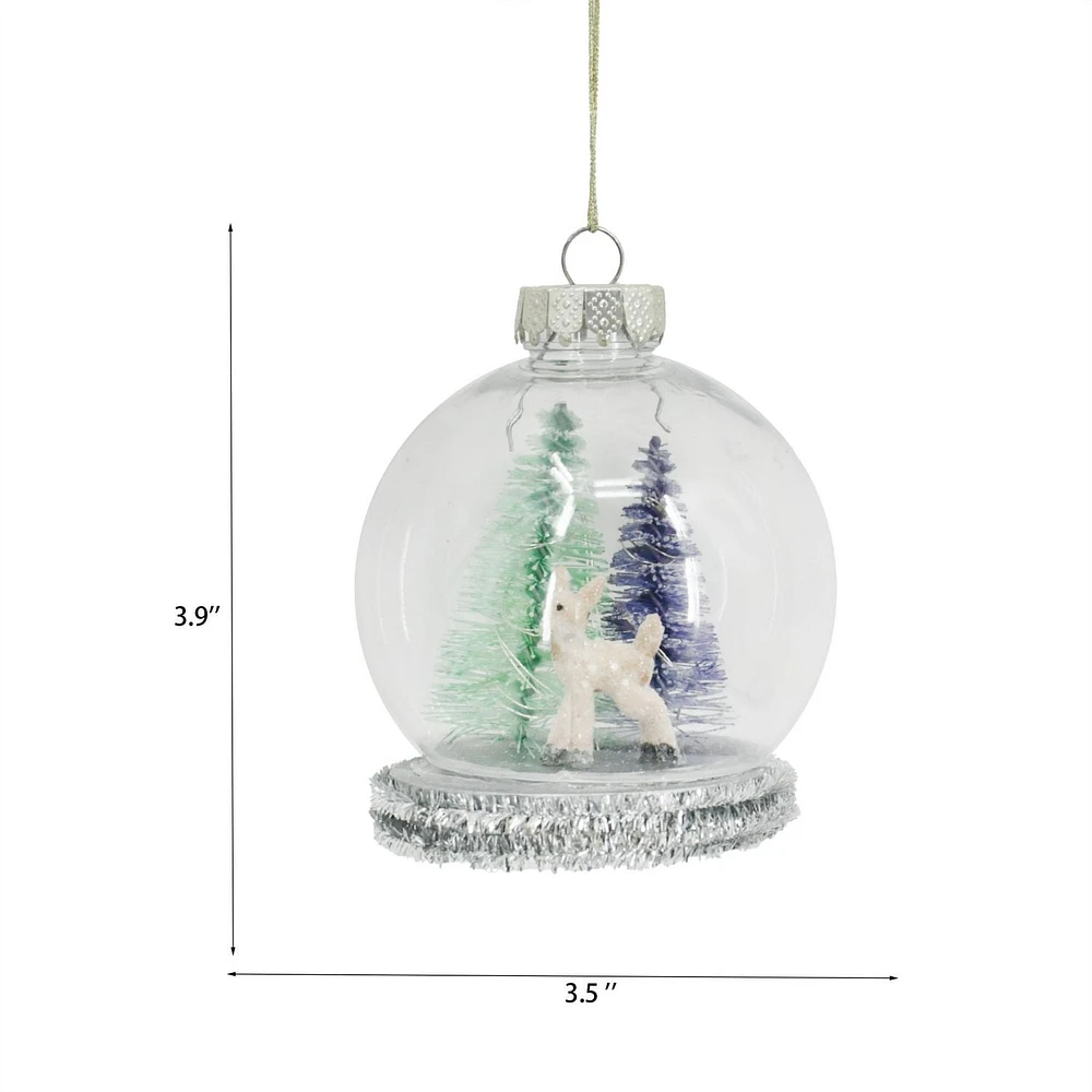 Holiday Time Jingle Mingle Light-up Snow Globe with Reindeer Christmas Ornament, Pink