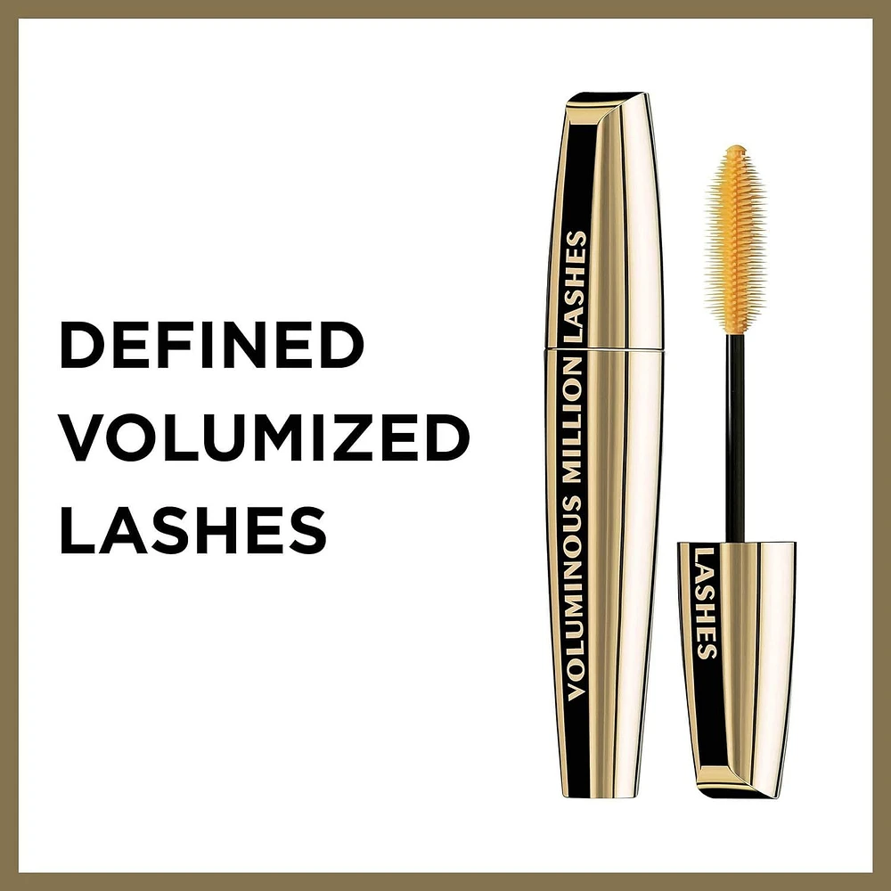 L'Oréal Paris Voluminous® Million Lashes™, Waterproof Mascara, Black, 10 mL, 10 mL