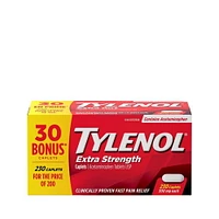 Tylenol Extra Strength Pain Relief Acetaminophen 500mg Caplets, Bonus Pack 200 + 30 Count