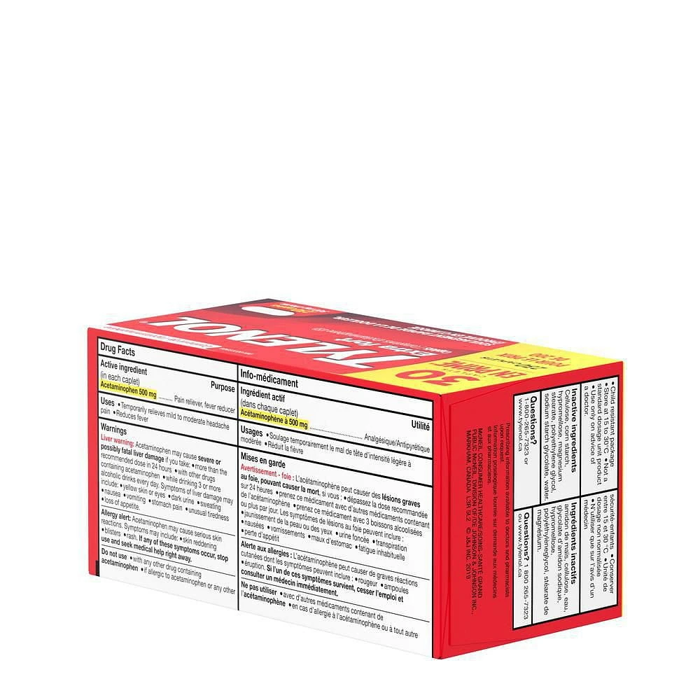 Tylenol Extra Strength Pain Relief Acetaminophen 500mg Caplets, Bonus Pack 200 + 30 Count