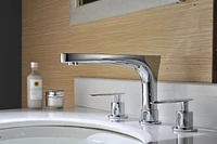 American Imaginations -in. W Semi-Recessed White Bathroom Vessel Sink Set For 3H8-in. Center Faucet AI