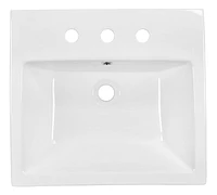 American Imaginations -in. W Semi-Recessed White Bathroom Vessel Sink Set For 3H8-in. Center Faucet AI