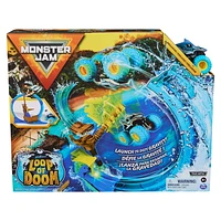 Monster Jam, Megalodon Loop of Doom Stunt Playset with Exclusive 1:64 Scale Die-Cast Monster Truck for Kids Toys for Boys Ages 3 and up