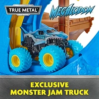 Monster Jam, Megalodon Loop of Doom Stunt Playset with Exclusive 1:64 Scale Die-Cast Monster Truck for Kids Toys for Boys Ages 3 and up