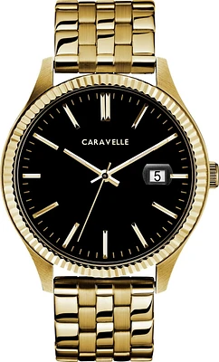 Caravelle Mens Gold-Tone Quartz Watch