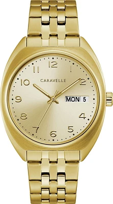 Caravelle Mens Gold-Tone Quartz Watch