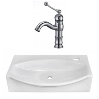 American Imaginations -in. W Wall Mount White Bathroom Vessel Sink Set For 1 Hole Right Faucet AI