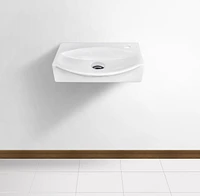 American Imaginations -in. W Wall Mount White Bathroom Vessel Sink Set For 1 Hole Right Faucet AI