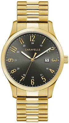 Caravelle Mens Gold-Tone Quartz Watch