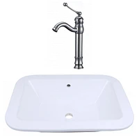 American Imaginations 21.75-in. W Drop In White Bathroom Vessel Sink Set For Deck Mount Drilling AI-22483