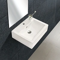 American Imaginations -in. W Wall Mount White Bathroom Vessel Sink Set For 1 Hole Center Faucet AI