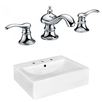 American Imaginations -in. W Wall Mount White Bathroom Vessel Sink Set For 3H8-in. Center Faucet AI