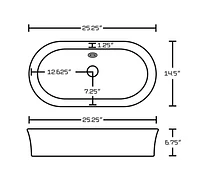 25.25-in. W Semi-Recessed White Bathroom Vessel Sink Set For Deck Mount Drilling AI-15387