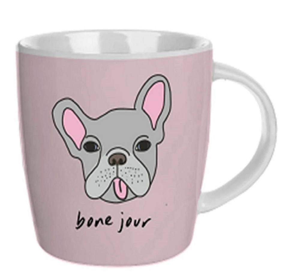 PL 18OZ MUG BARREL PNK DOG BONEJOUR WMC