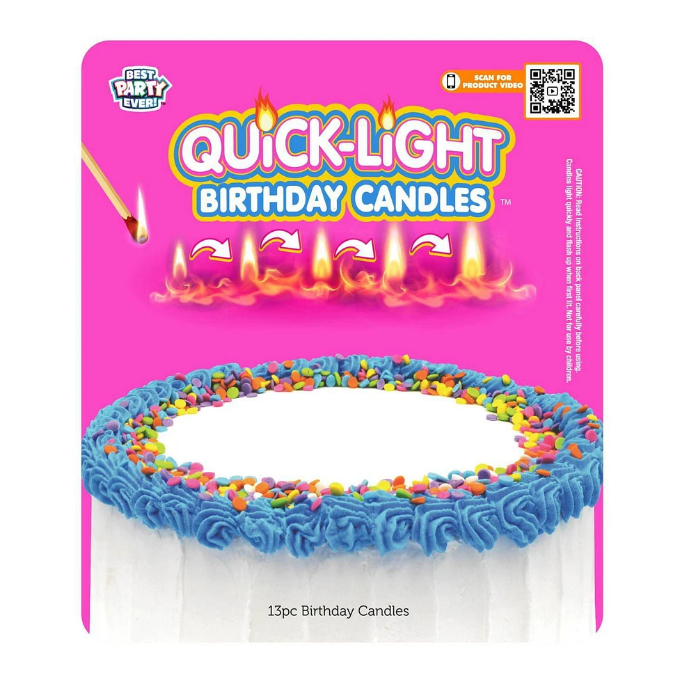 Quick Light Birthday Candles HAPPY BIRTHDAY Pink Glitter 13 Pc, Fun Birthday Candles