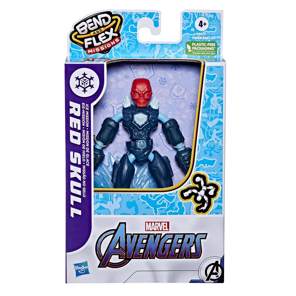 Marvel Avengers Bend and Flex Missions Red Skull Ice Mission Action Figure, 6-Inch-Scale Bendable Toy, Toys for Kids Ages 4 and Up