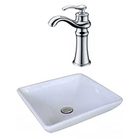 American Imaginations -in. W Above Counter Bathroom Vessel Sink Set For Deck Mount Drilling AI