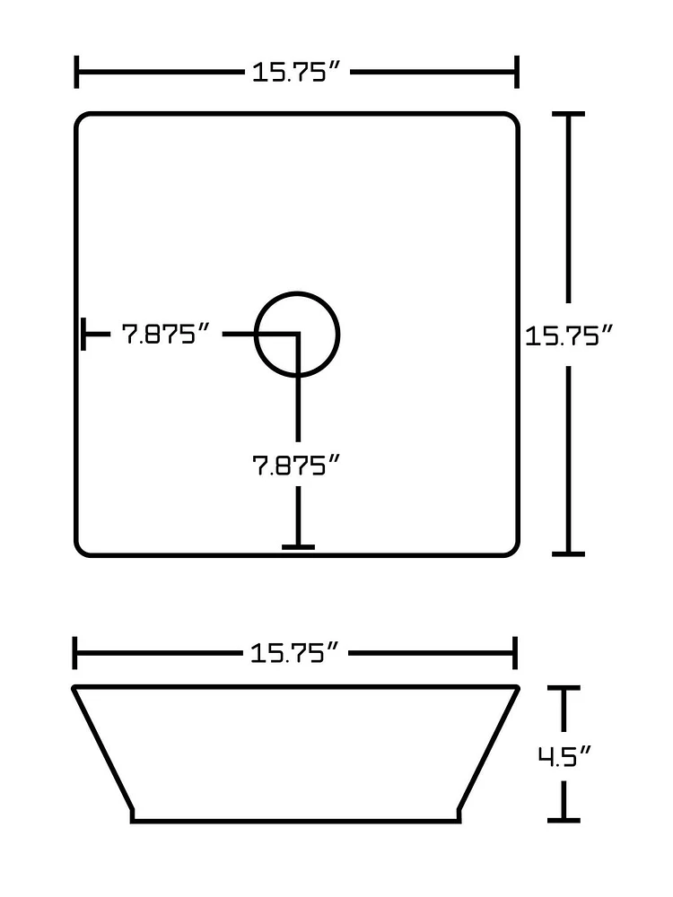 American Imaginations -in. W Above Counter Bathroom Vessel Sink Set For Deck Mount Drilling AI