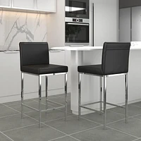 Set of 2 Modern Counter Stools, Black