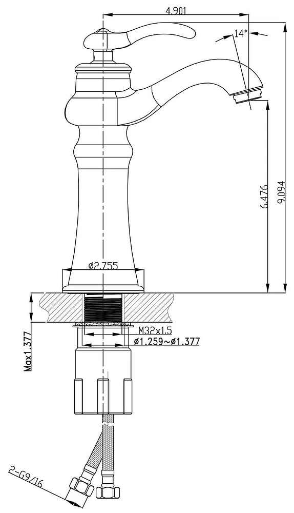 American Imaginations -in. W Above Counter White Bathroom Vessel Sink Set For Deck Mount Drilling AI