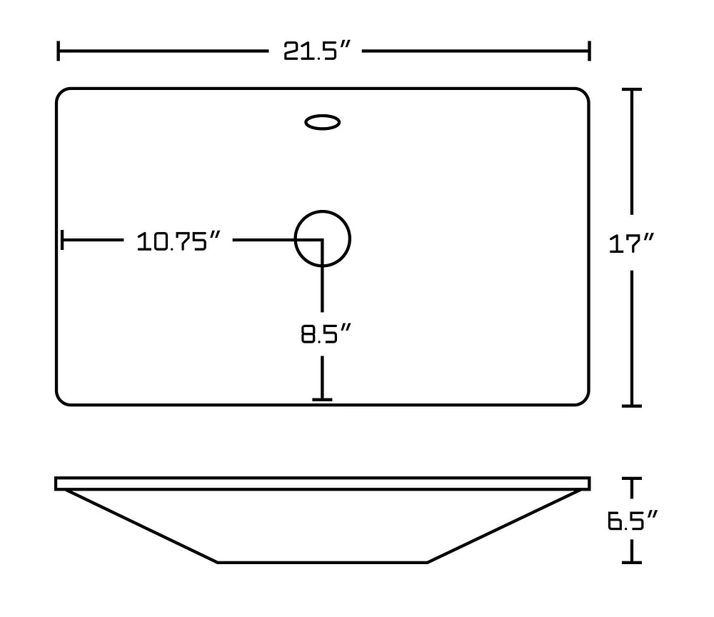 American Imaginations -in. W Above Counter White Bathroom Vessel Sink Set For Deck Mount Drilling AI