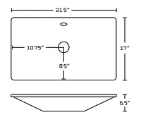 American Imaginations -in. W Above Counter White Bathroom Vessel Sink Set For Deck Mount Drilling AI