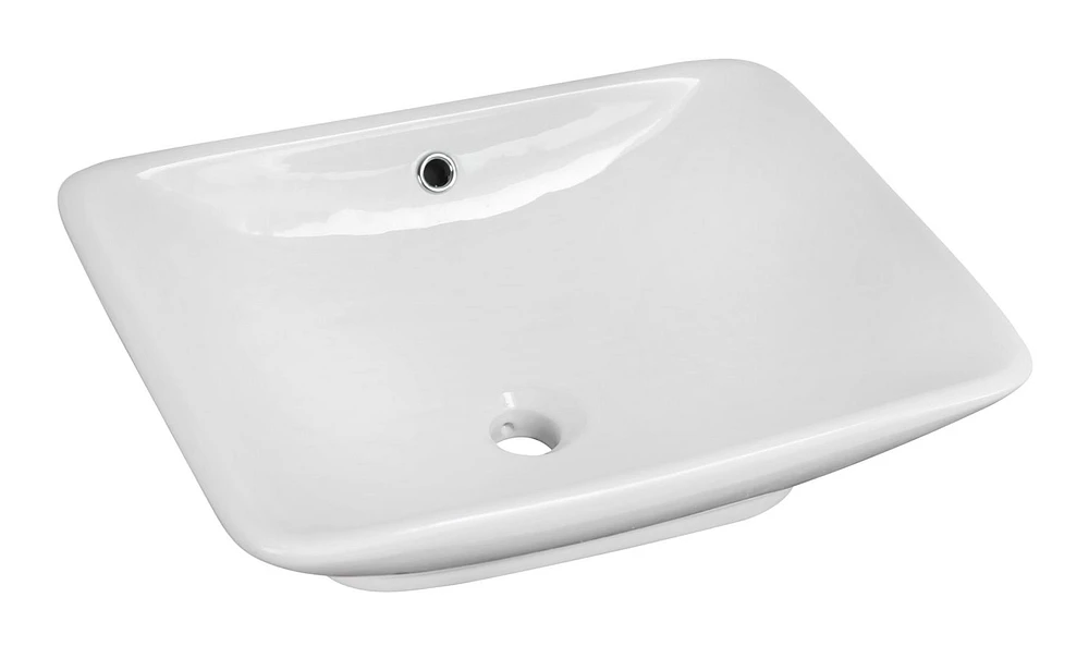 American Imaginations -in. W Above Counter White Bathroom Vessel Sink Set For Deck Mount Drilling AI