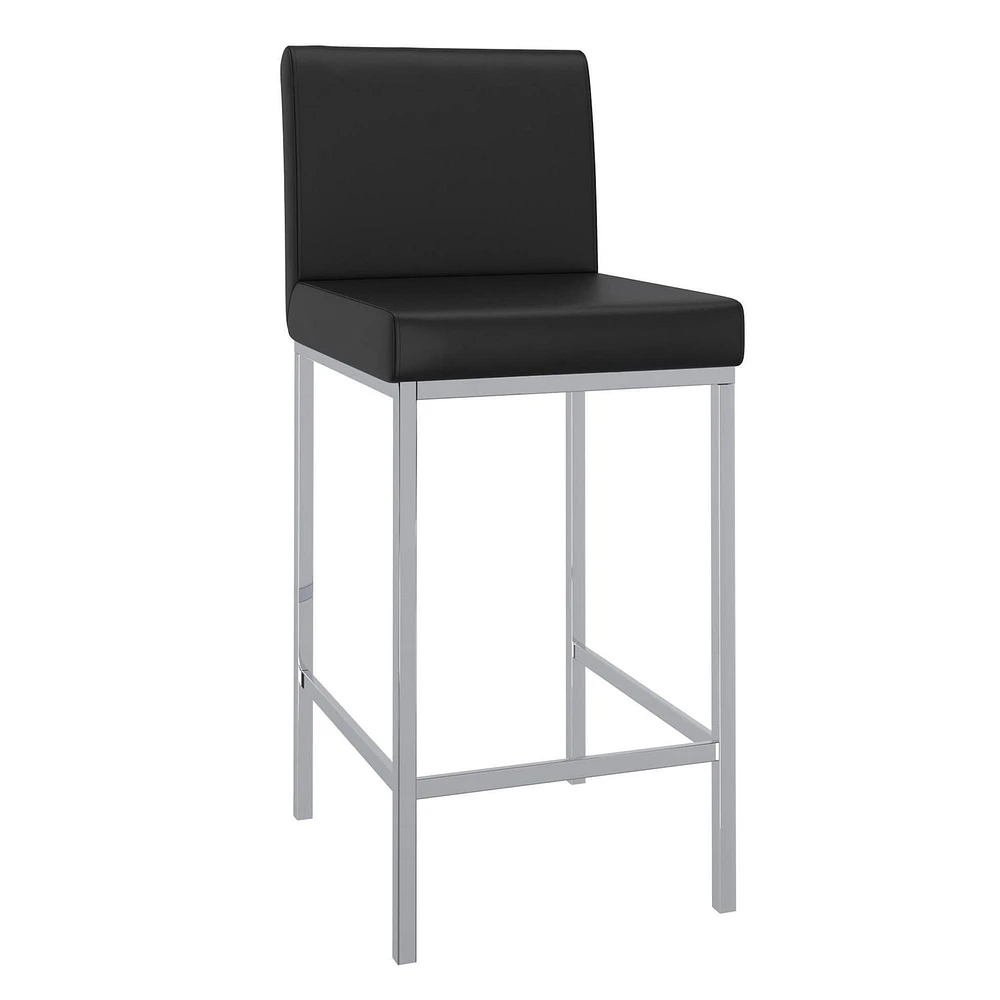 Set of 2 Modern Counter Stools, Black