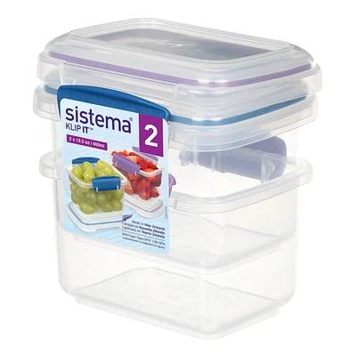 Sistema Snack To Go, 2 Compartment Container, 2-pack, 3.5 Oz /400 ML, 2-pack