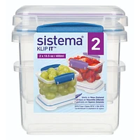 Sistema Snack To Go, 2 Compartment Container, 2-pack, 3.5 Oz /400 ML, 2-pack