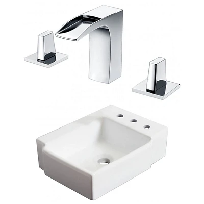 American Imaginations 16.25-in. W Above Counter White Bathroom Vessel Sink Set For 3H8-in. Right Faucet AI-22566