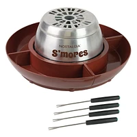 Nostalgia Indoor Electric Stainless Steel S'mores Maker with 4 Lazy Susan Compartment Trays