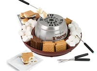 Nostalgia Indoor Electric Stainless Steel S'mores Maker with 4 Lazy Susan Compartment Trays