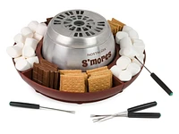 Nostalgia Indoor Electric Stainless Steel S'mores Maker with 4 Lazy Susan Compartment Trays