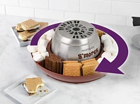 Nostalgia Indoor Electric Stainless Steel S'mores Maker with 4 Lazy Susan Compartment Trays