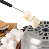 Nostalgia Indoor Electric Stainless Steel S'mores Maker with 4 Lazy Susan Compartment Trays