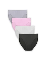 Fruit of the Loom Women's Breathable Micro-Mesh Assorted Hi-Cut Underwear, 4-Pack, Sizes 5 - 8